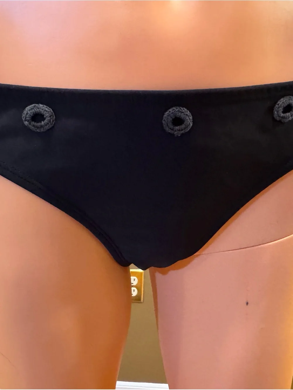 Black Bikini Bottom with Decorative Rings